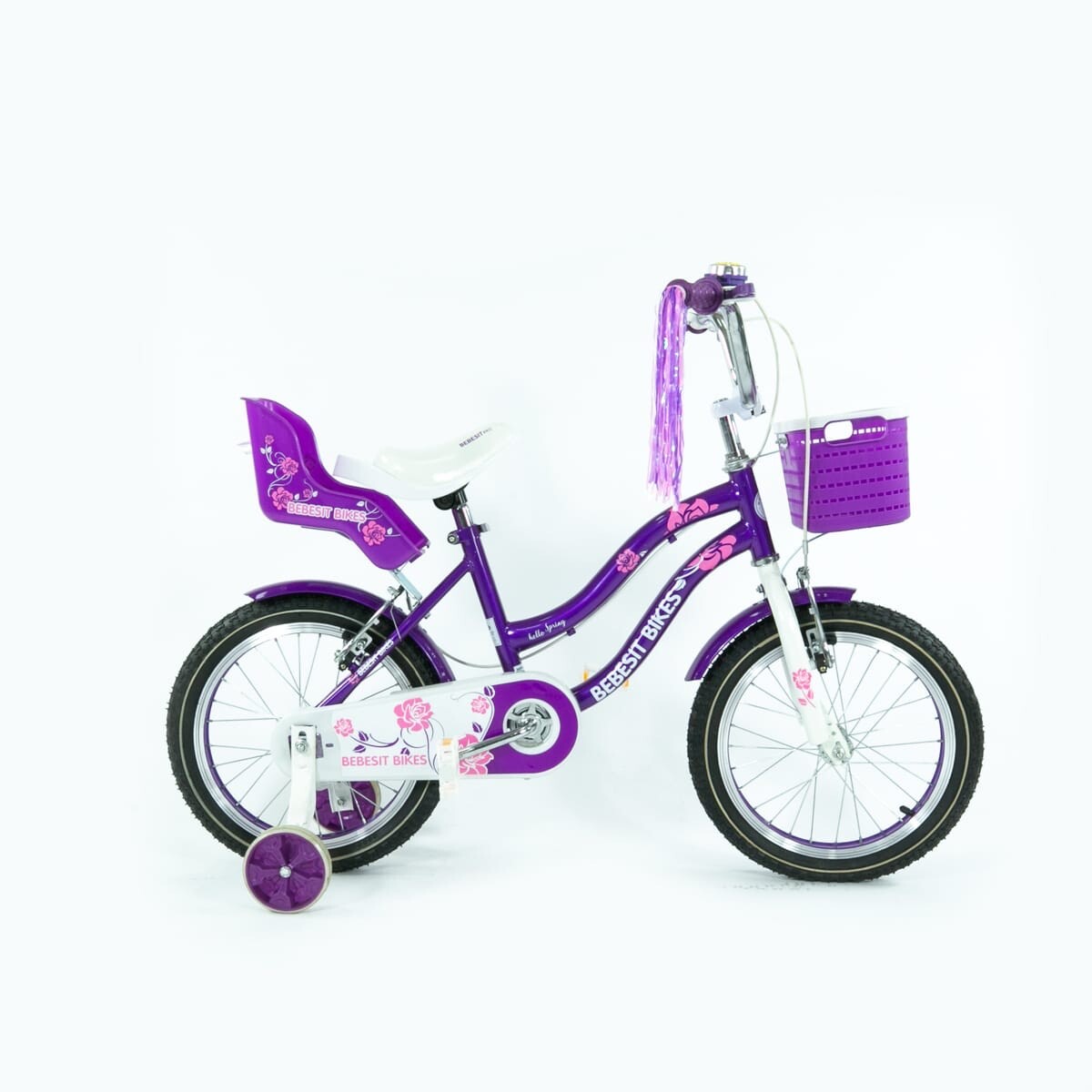Bicicleta Queen R16 con Canasto y Rueditas - VIOLETA 