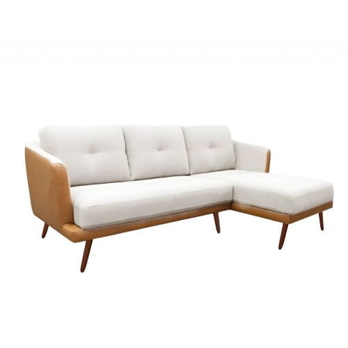 Sofá Con Chaise - Triunfo - 3 Cuerpos Marrón y beige Chaise Izquierdo