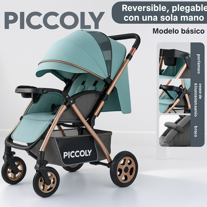 Coche Carriola de Paseo Para Bebe Plegable Verde