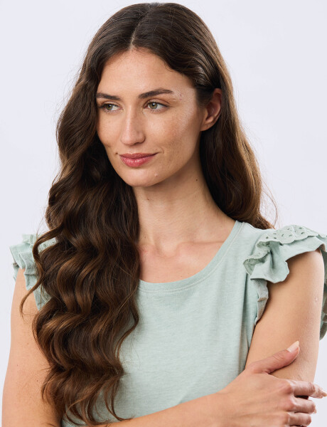 REMERA DE ALGODÓN CON BRODERIE Verde