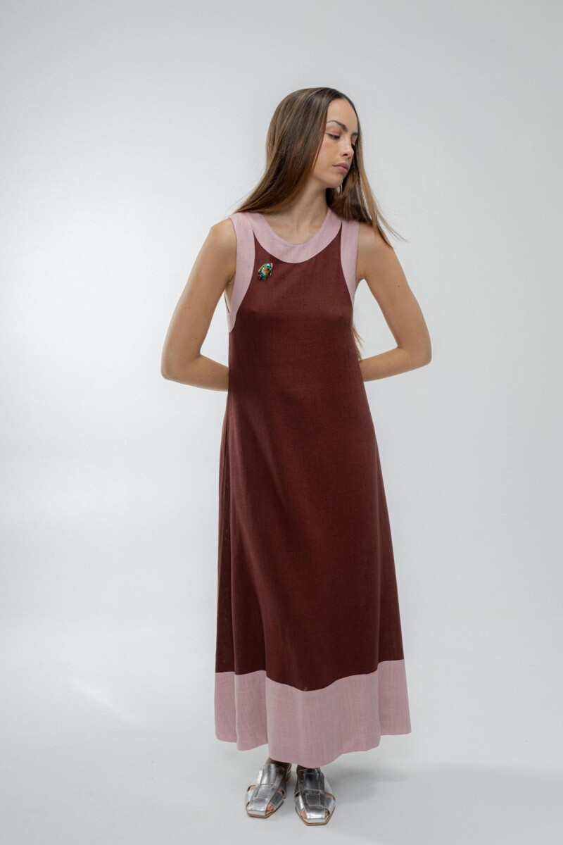 Vestido Açai long - Chocolate y Rosa 