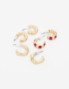 Aros Argollas Set Color Set De Argollas En Metal Y Esmalte - Dorado