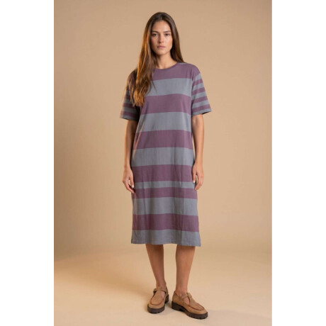 Vestido Tejido A Rayas Lavanda