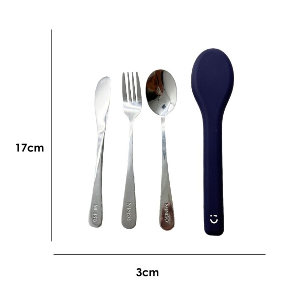 Cubiertos + estuche 3pcs azul