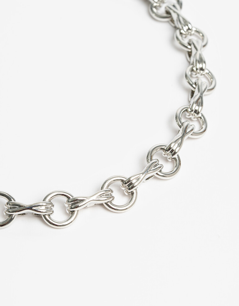 Collares Cortos Metal Collares Cortos Cadena De Metal - Plateado Rodio