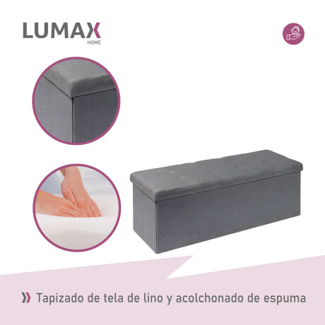 Puff Baúl Lumax Plegable 110x38 cm Organizador Living Dormitorio Gris Oscuro