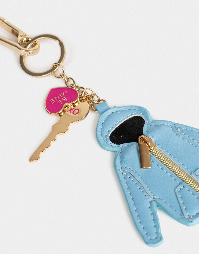 Llavero PU Llavero Y Charm De Campera De Pu - Azul Celeste
