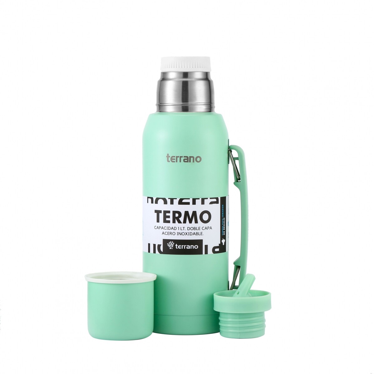 Termo Premium 1Lt. con Manija. - Verde Agua 