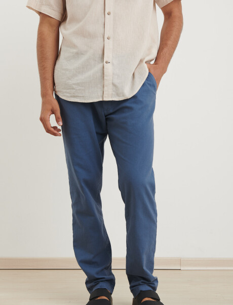 080677 PANTALON DE LINO HARRY Azul Piedra