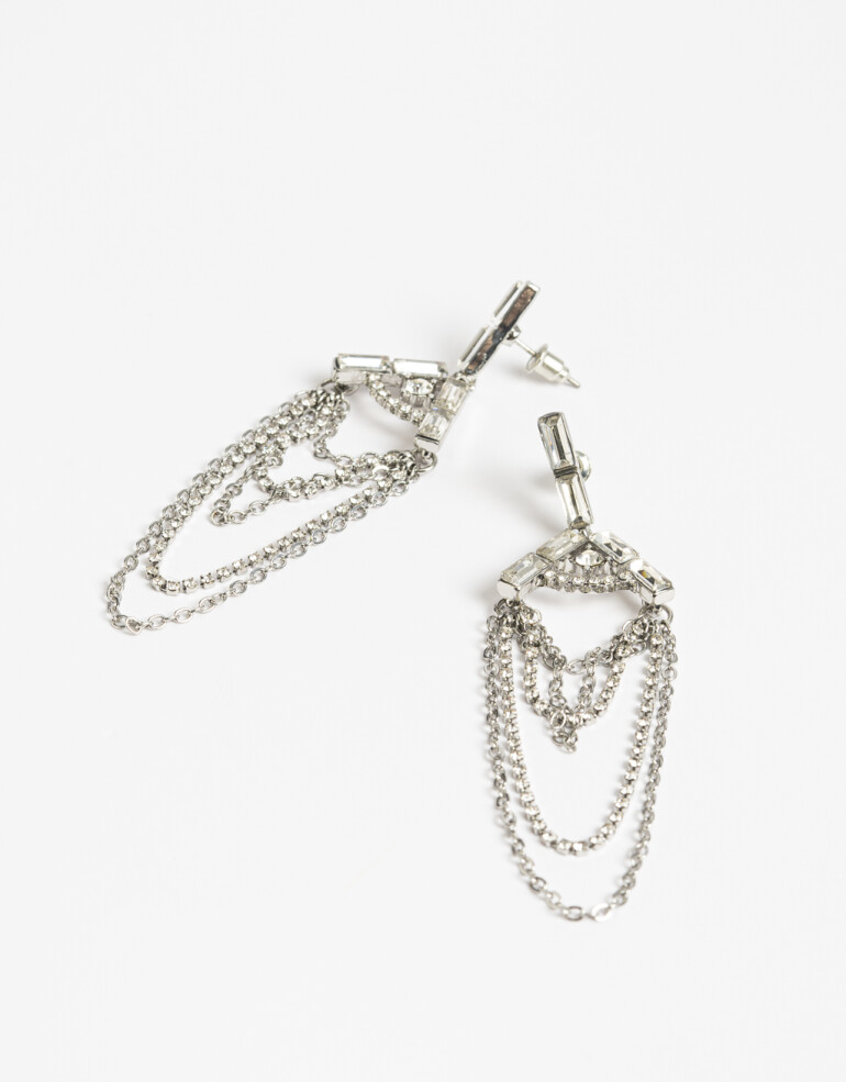 Aros Colgantes Largos Strass Aros Largos Strass - Cristal