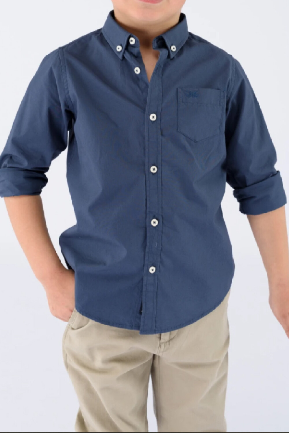 Camisa Lisa M. Larga Azul