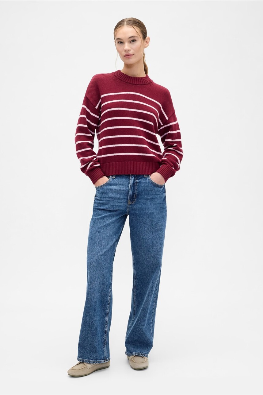 Buzo Algodón A Rayas Mujer Pink Red Stripe