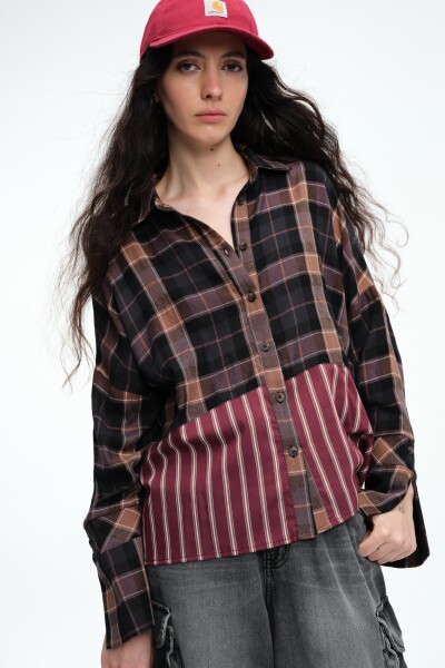 Camisa check y rayas Azul