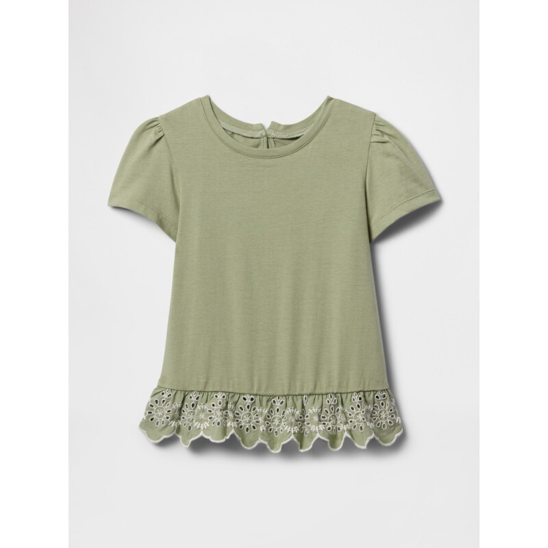 V-SS EYELET PEPLUM DESERT SAGE