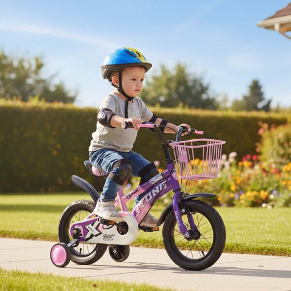Bicicleta Infantil Yjtong Rod 12 Canasto Parrilla Rueditas Rosa 1