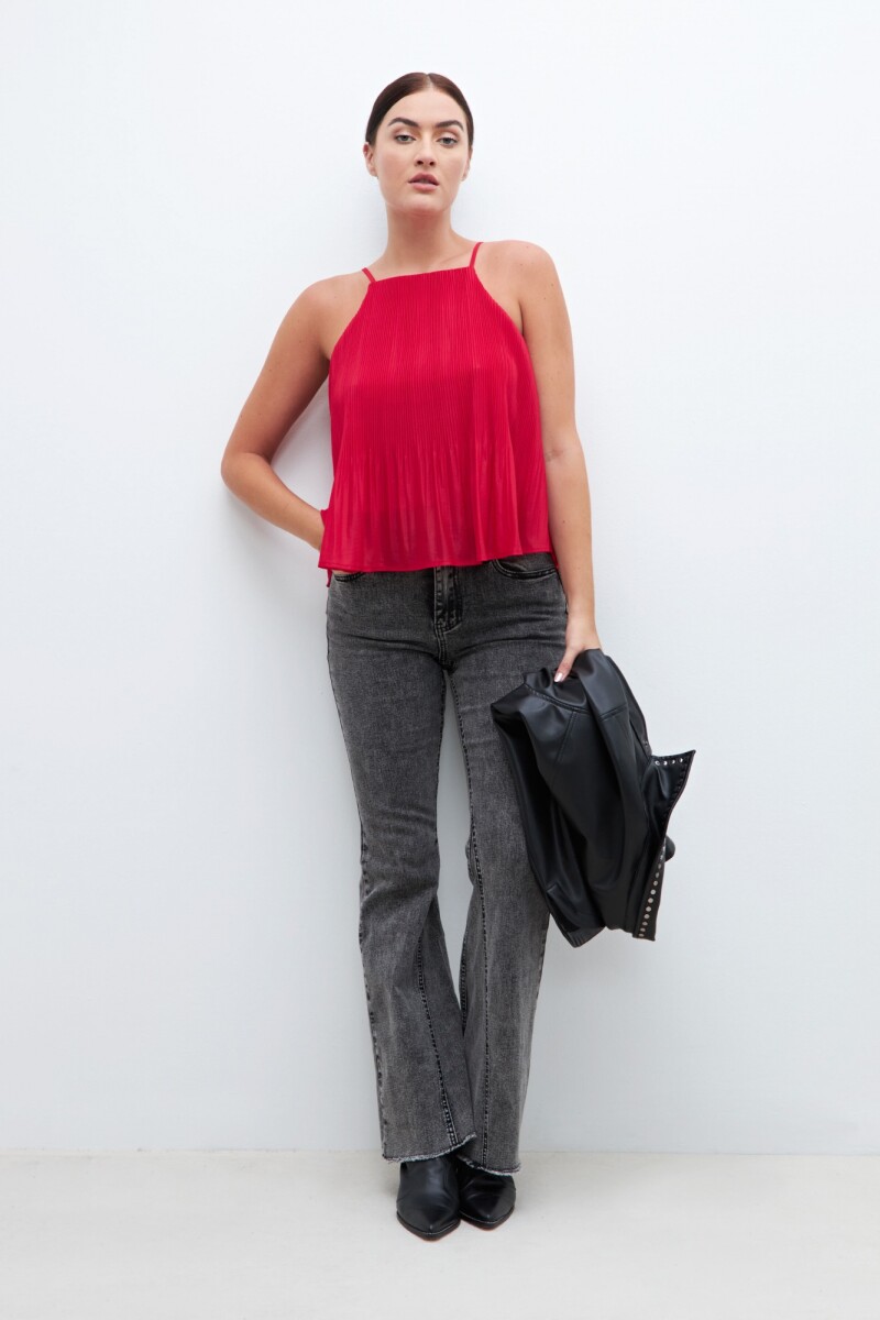 Top plisado rojo