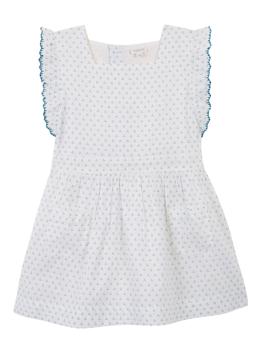 Vestido Con Lunares Pequeã±os Con Bordad Blanco