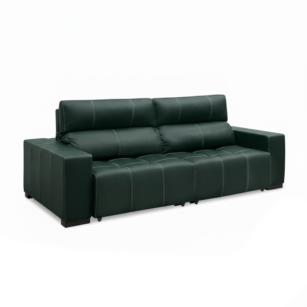 Sillón cama Madrid - 4 Cuerpos 100% Cuero Verde
