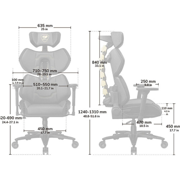 Silla Gamer Cougar Terminator Elite 130kg Ergonomica NEGRO