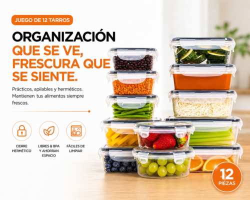 Juego de 12 Recipientes Herméticos Youhome para Cocina