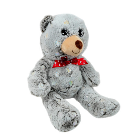 Peluche oso con moña y corazones tornasolados Peluche oso con moña y corazones tornasolados