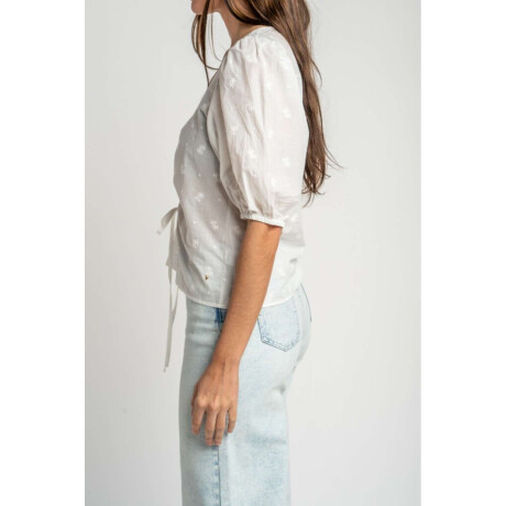 Blusa Bordada Frunces Nacar