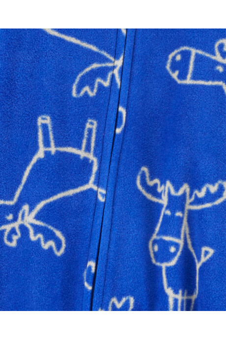 Pijama una pieza de micropolar con pie, diseño alce Sin color