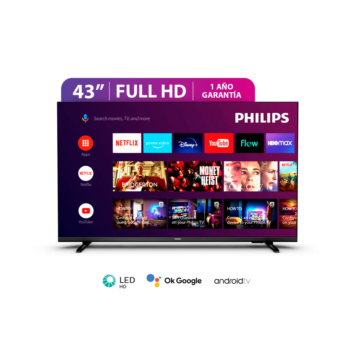 Smart TV Philips Android TV 43'' LED Full HD Asistente Google 