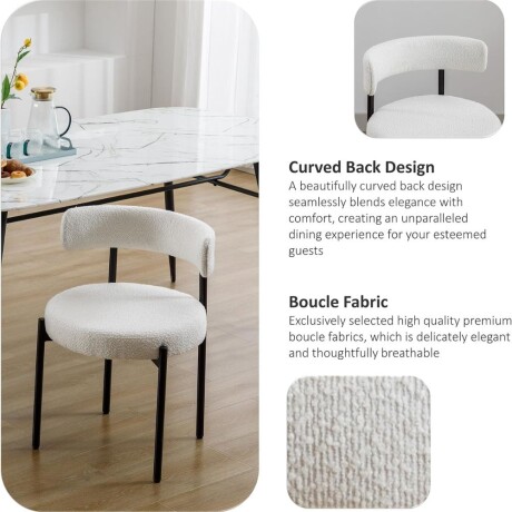 Silla Boucle Metal Y Tela BLANCO