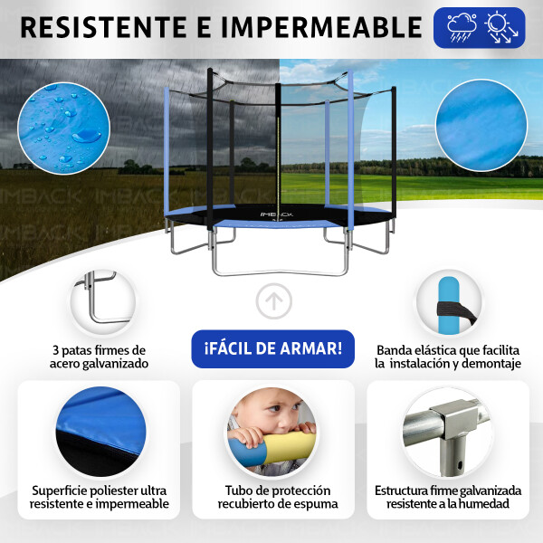 Cama Elastica 1.83 M Trampolin Saltarin Niños Adultos Grande Con Red Proteccion Imback Color Azul y Negro Cama Elastica 1.83 M Trampolin Saltarin Niños Adultos Grande Con Red Proteccion Imback Color Azul y Negro