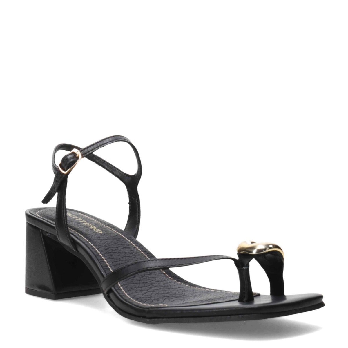 Sandalia de Mujer Bottero tiras finas y aplique metalico - Negro 