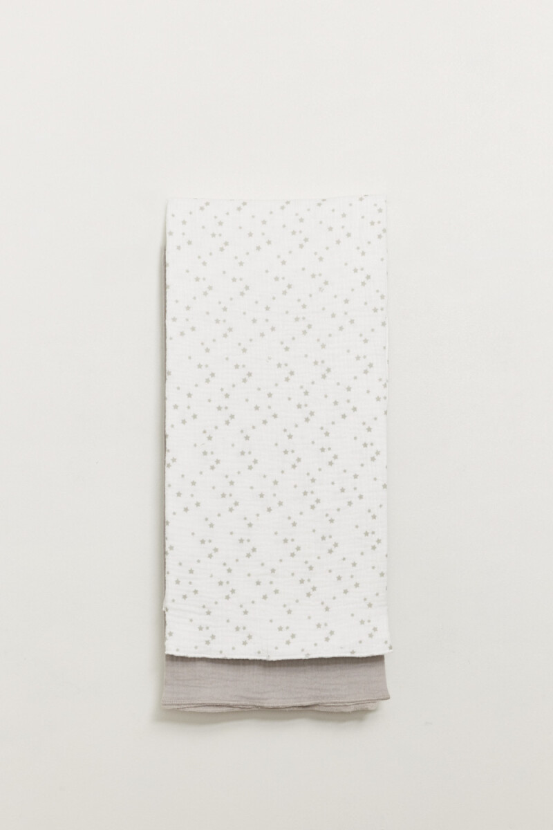 Sabana de muselina pack x2 - Estrellas Gris 