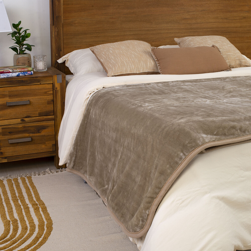 FRAZADA 1 PLAZA POLIESTER NATURAL-BEIGE PLAIN BEIGE