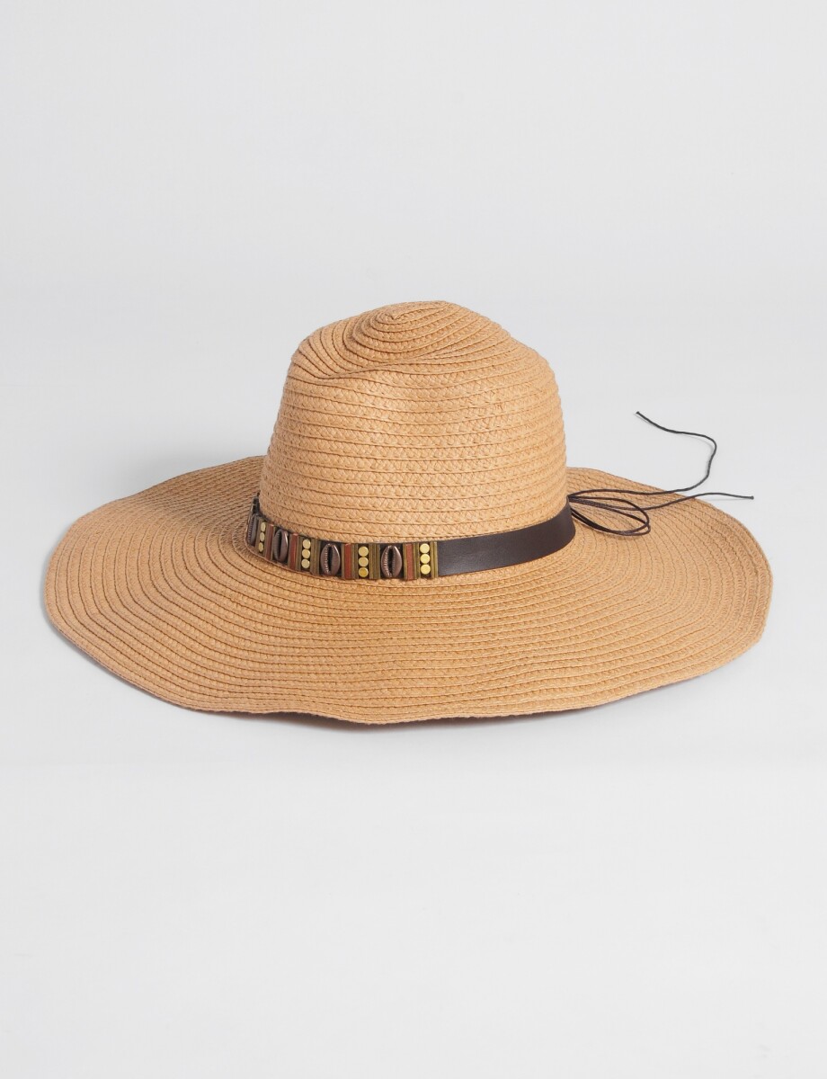 Sombrero cowboy con lazo - beige 