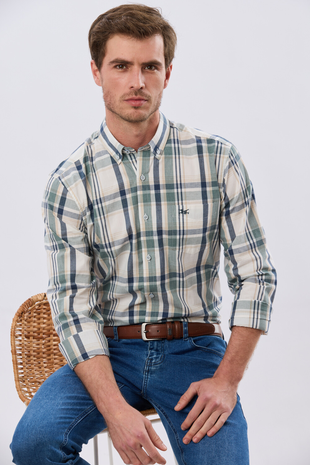CAMISA CUADROS Blanco