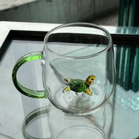 Taza de vidrio con diseño 3D 400ml Tortuga