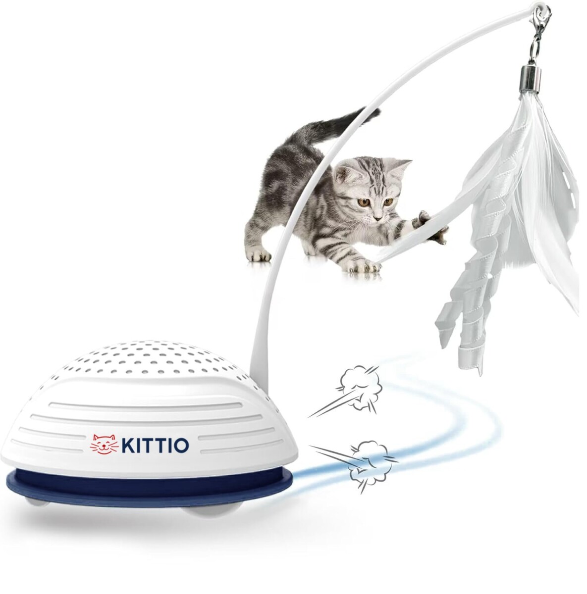 Juguete Interactivo Gatos Kittio Movimientos Sonidos Pluma 