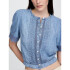 SS LACE INSERT FASHION SHIRT - DENIM LIGHT WASH