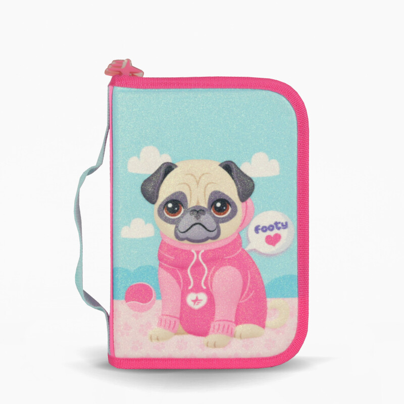 Cartuchera Footy Puppy Rosa - Celeste
