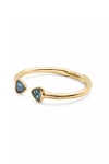 PULSERA RÍGIDA FINA DE ALEACIÓN DE METALES BAÑADA EN ORO 18K CON DOS CRISTALES FACETADOS MULTICOLOR Pulsera