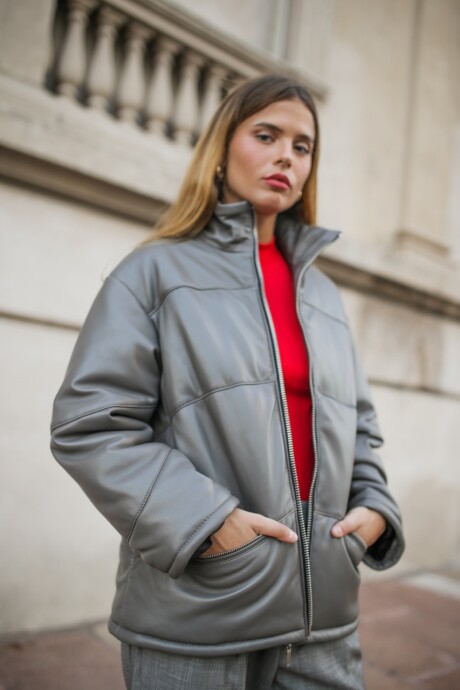 PUFFER CUERO BERLIN GRIS FENDI