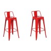 Taburete Tolix Pack 2 unidades En Metal Con Respaldo Rojo