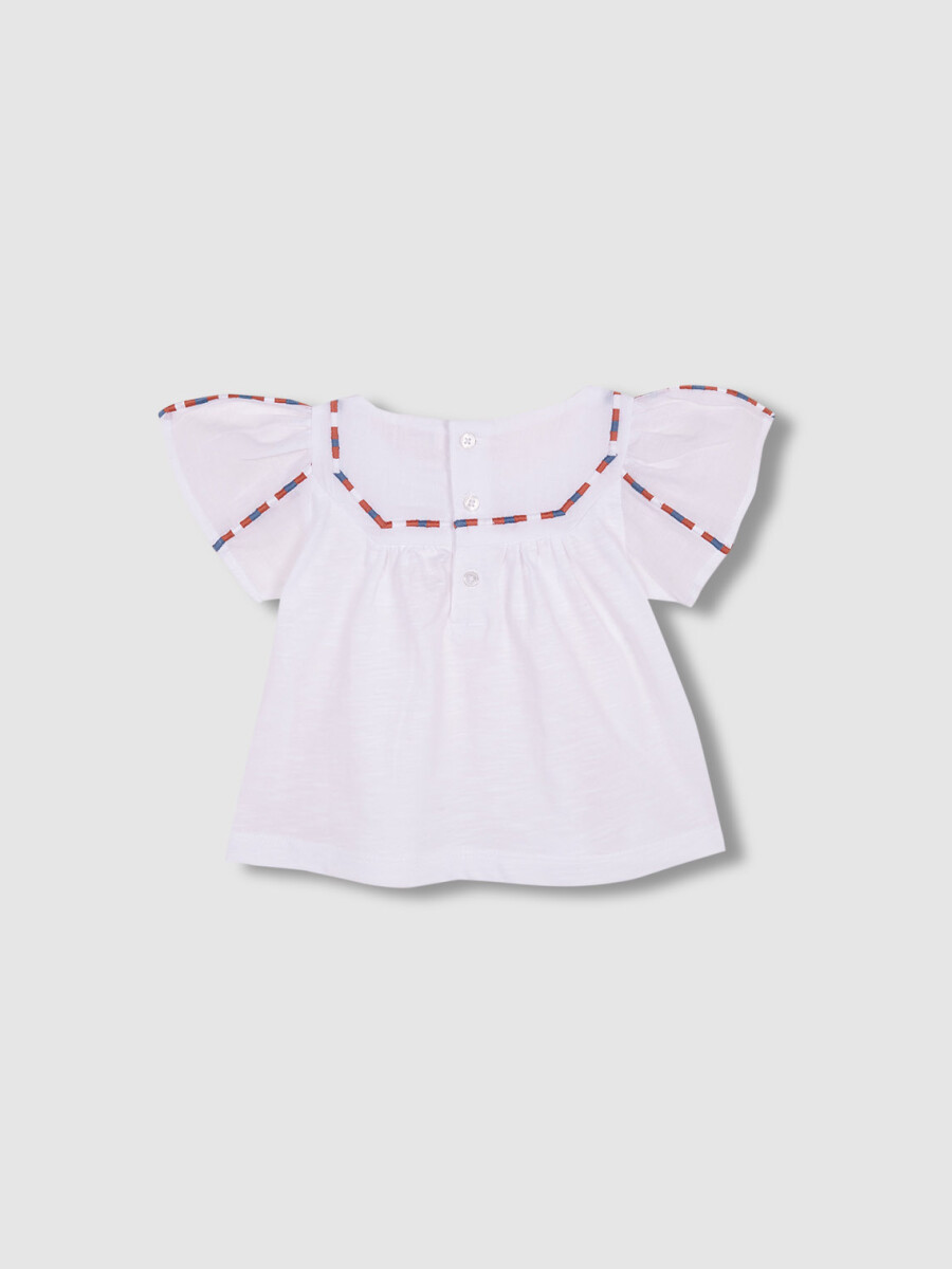 Camiseta De Jersey Y Popelin Con Bordado Blanco