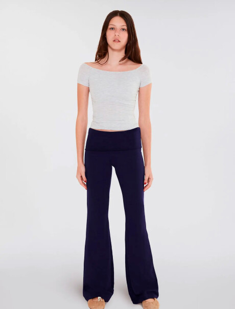 PANTALONES ACAMPANADOS CON CINTURA ELÁSTICA AZUL