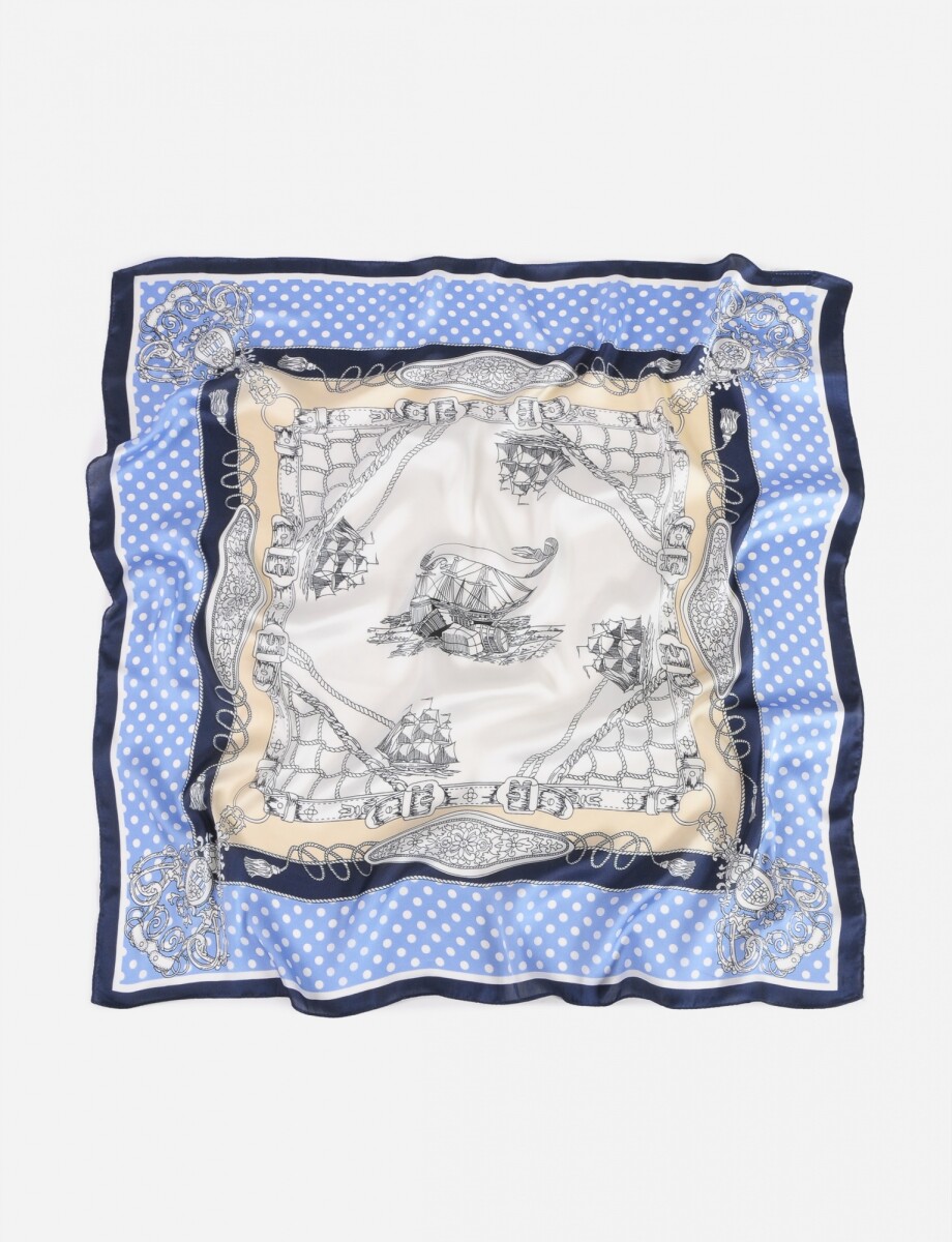 Pañuelo estampado con lunares - azul marino 