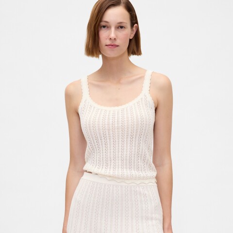COTTON POINTELLE TANK IVORY FROST