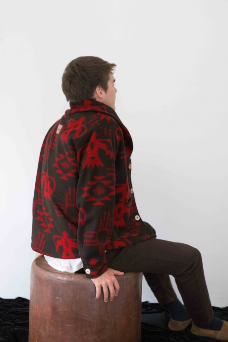 Navajo Cardigan Men Rojo / Negro