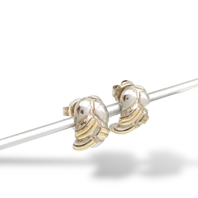 Caravanas Medio aro Vintage-Plata y oro-Sin piedra-CA5090 sinpiedra
