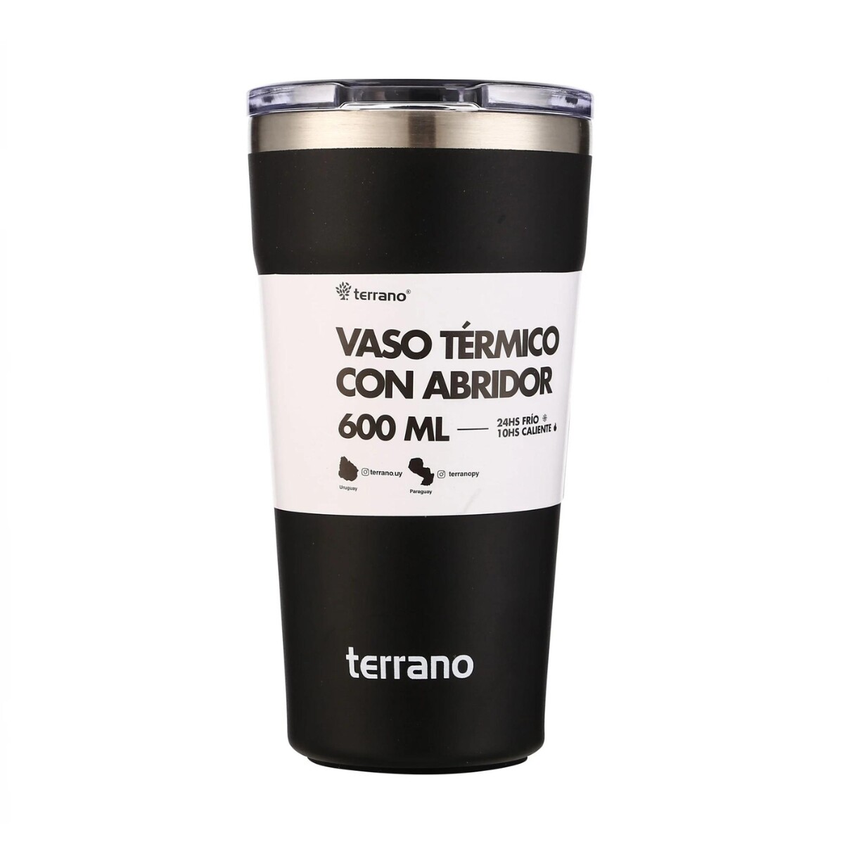 Vaso Térmico Terrano con Tapa 600ML - NEGRO 