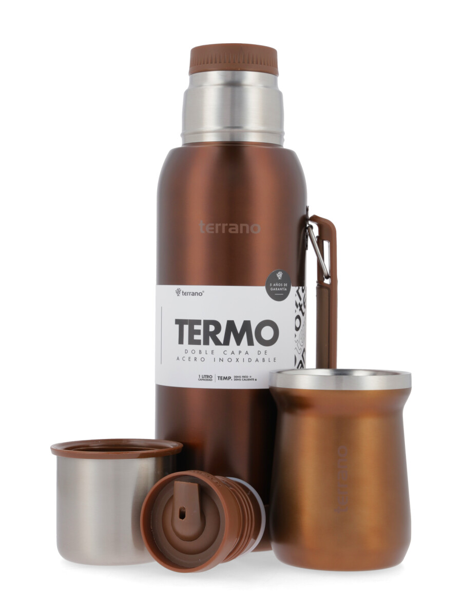 Kit Termo 1LT Con Base De Silicona + Mate de Acero Tradicional - Copper 